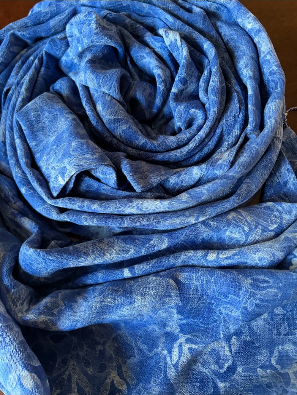 Blue Beaded Fringe Women's Scarf 19“ x 71“ - Picture 8 of 8